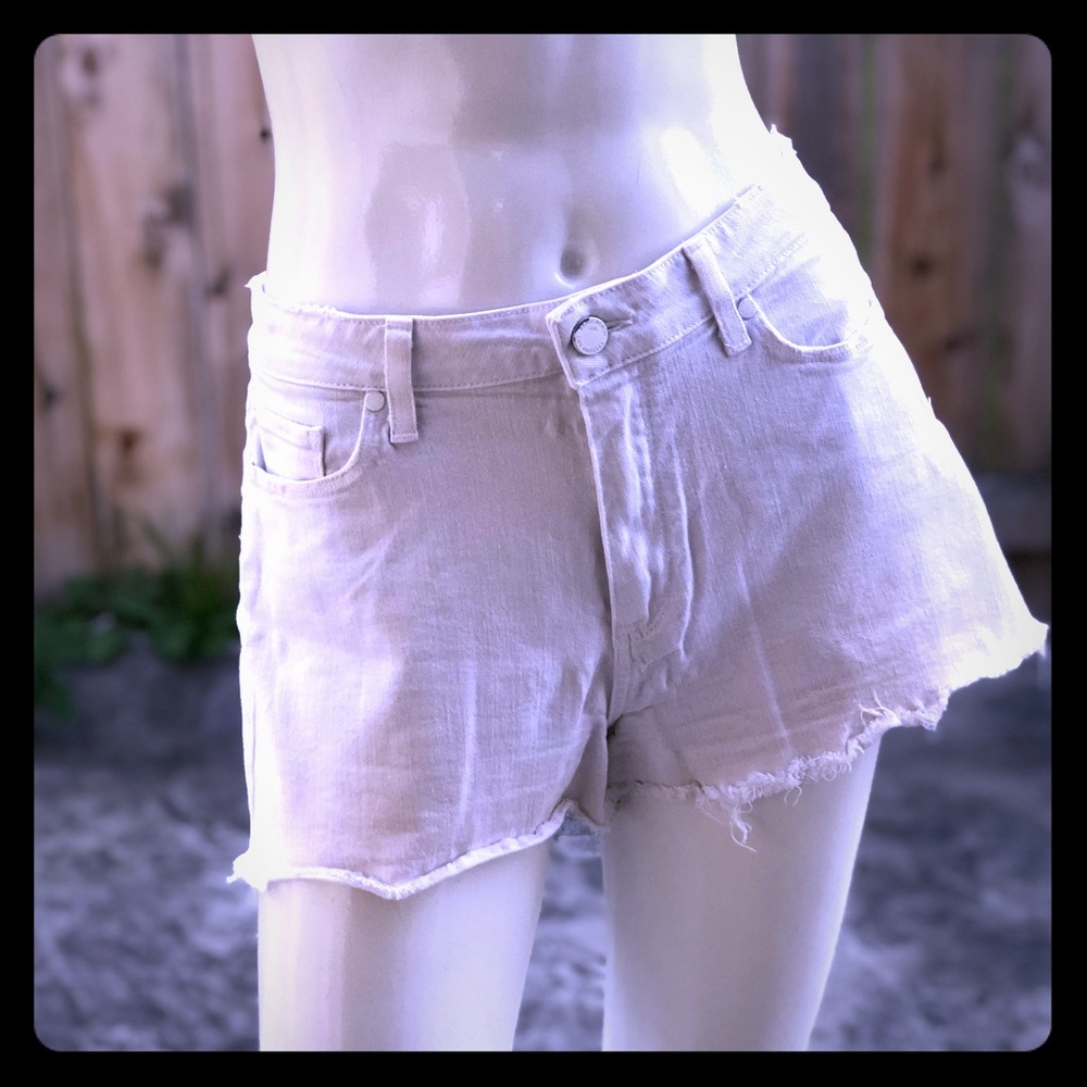 Paige white denim cut off shorts